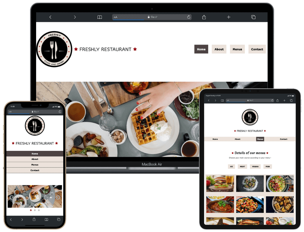 Mockup Freshly Restaurant project